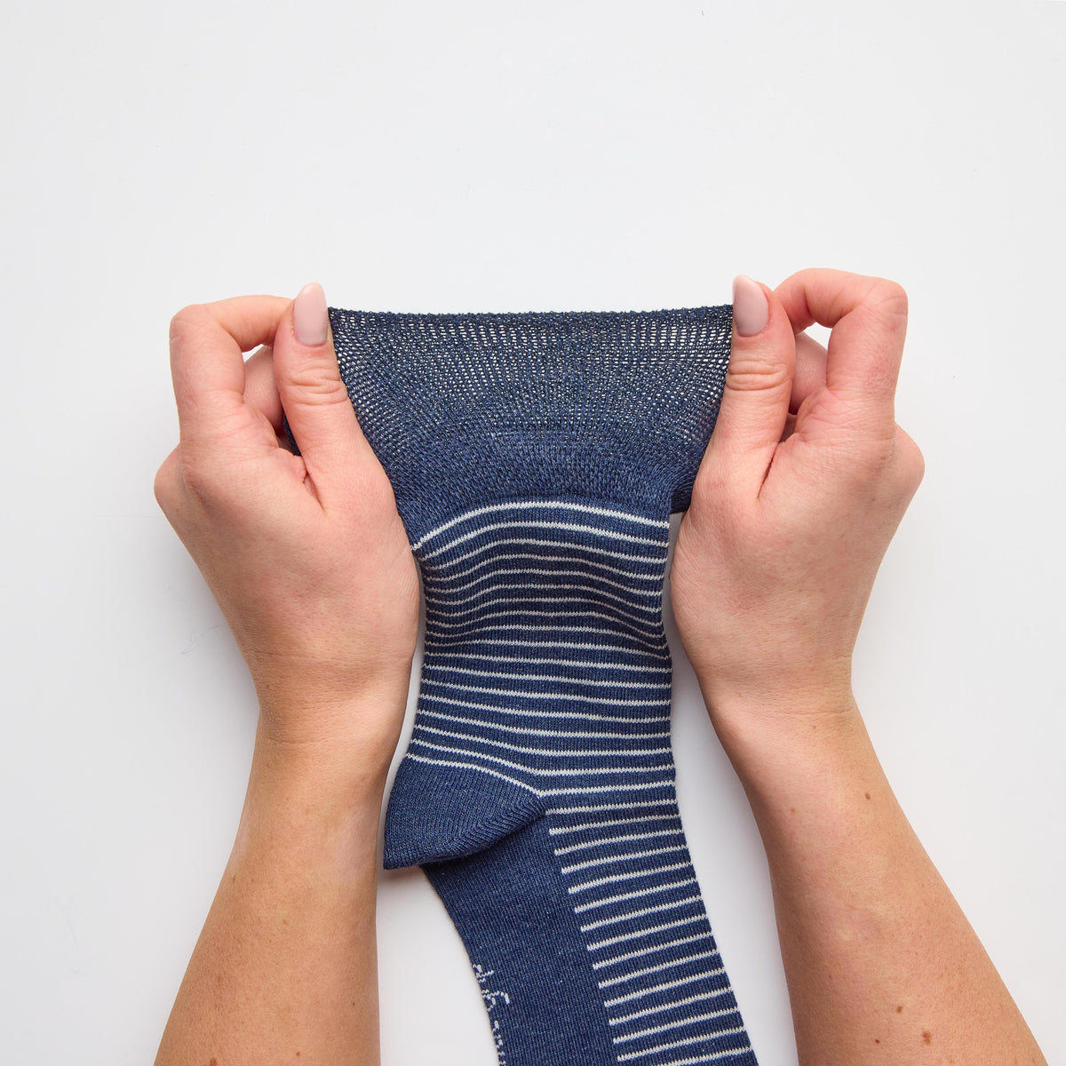 3 Paar Baumwollsocken mit College-Streifen für Damen – Denim