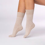Load image into Gallery viewer, 3 Pairs Ladies Varsity Stripe Cotton Socks - Brown
