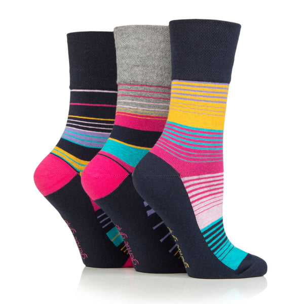 3 Paar Damen-Baumwollsocken in Colourburst-Optik – Stripey Vibes