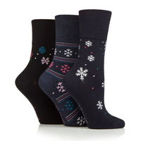 3 Pairs Ladies Cotton Socks - Snowflake