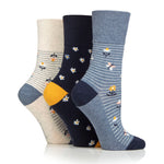 Lade das Bild in den Galerie-Viewer, 3 Paar Damen-Baumwollsocken - Gänseblümchen und Schmetterlinge
