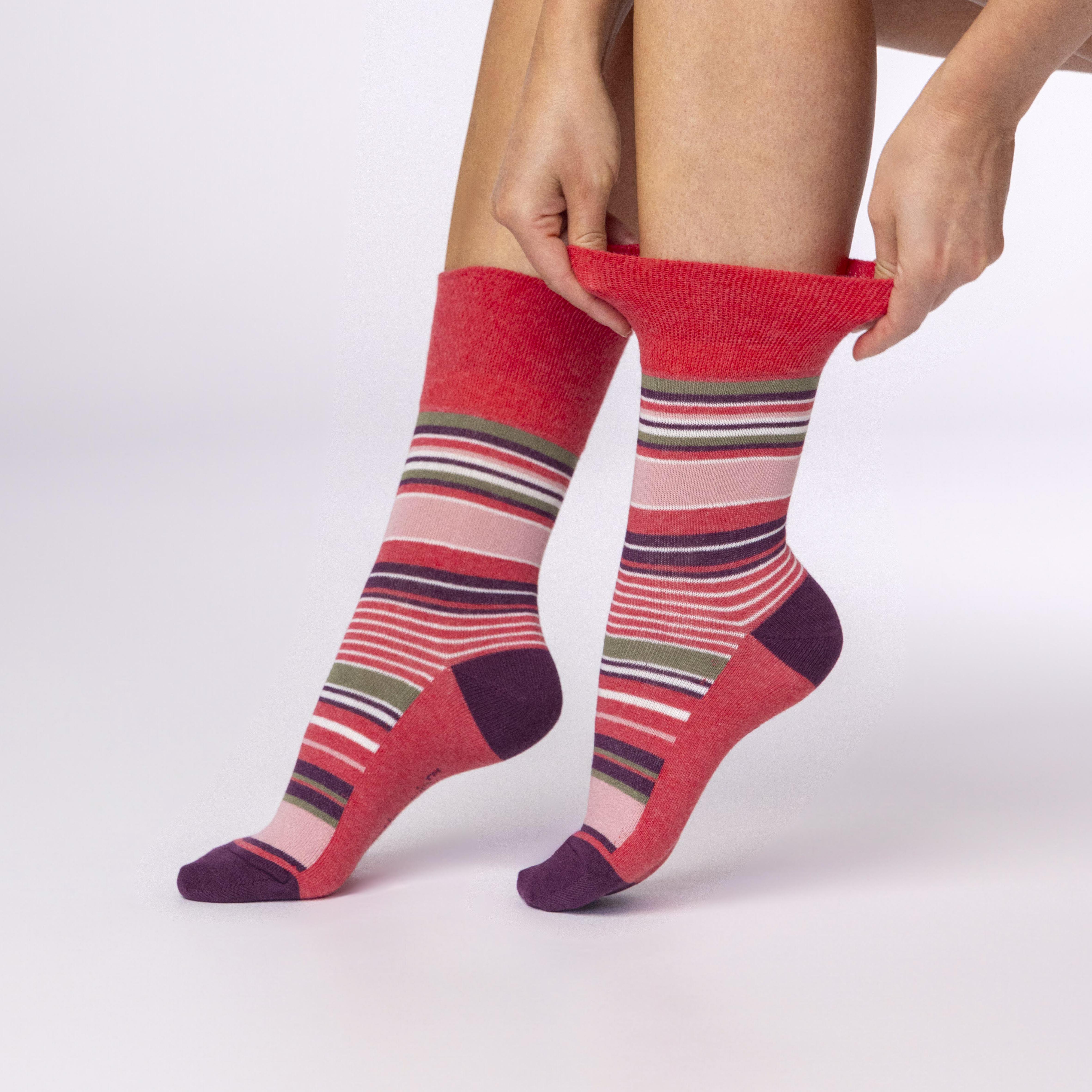 3 Pairs Ladies Cotton Socks - Wilderness Stripe
