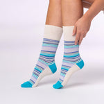 Load image into Gallery viewer, 3 Pairs Ladies Cotton Socks - Flow Mixed Stripe
