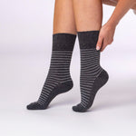 Load image into Gallery viewer, 3 Pairs Ladies Cotton Socks - Nepp Charcoal
