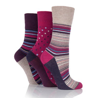 3 Pairs Ladies Cotton Socks - Neutral/Pink