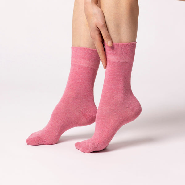 3 Paar Damensocken aus schlichter Baumwolle - Grau/Lavendel/Rosa