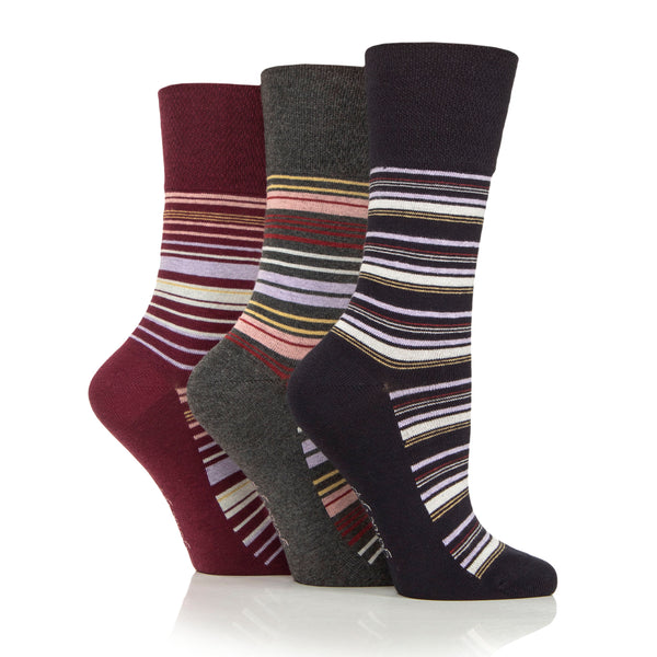 3 Pairs Ladies Bamboo Socks - Fine Stripe