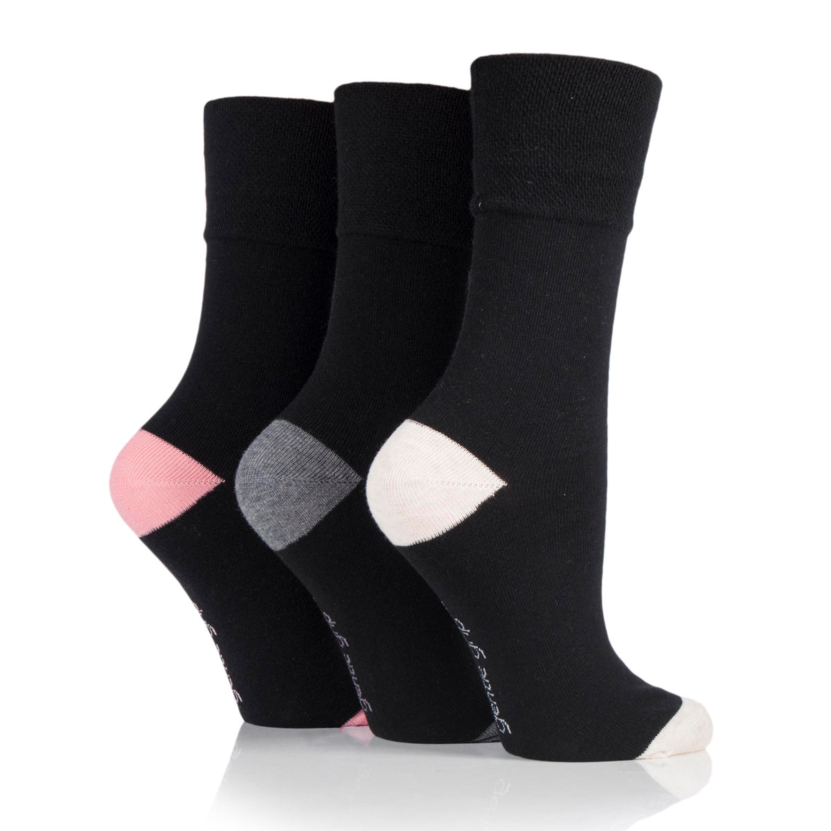 3 Paar Damen-Fersen- und Zehensocken aus Baumwolle - Schwarz und Grau