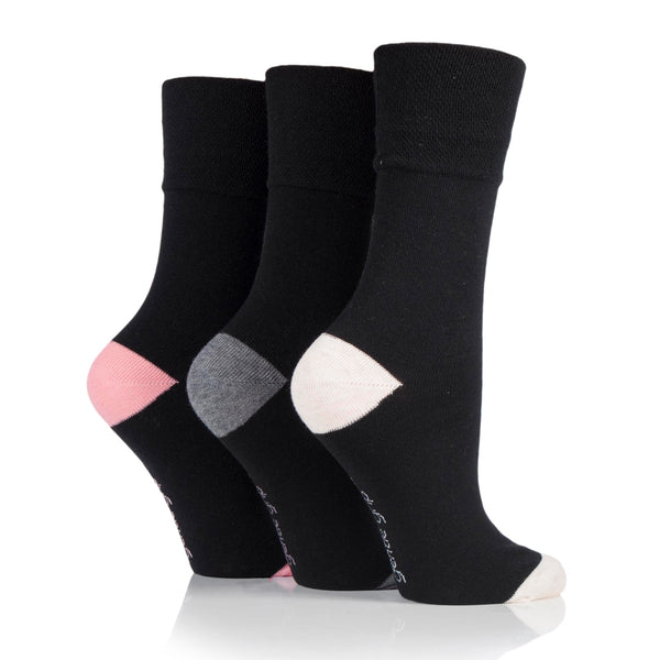 3 Paar Damen-Fersen- und Zehensocken aus Baumwolle - Schwarz und Grau