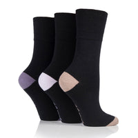 3 Paar Damen-Fersen- und Zehensocken aus Baumwolle - Schwarz und Mauve