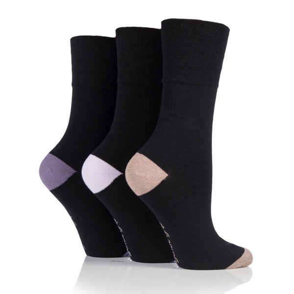 3 Paar Damen-Fersen- und Zehensocken aus Baumwolle - Schwarz und Mauve
