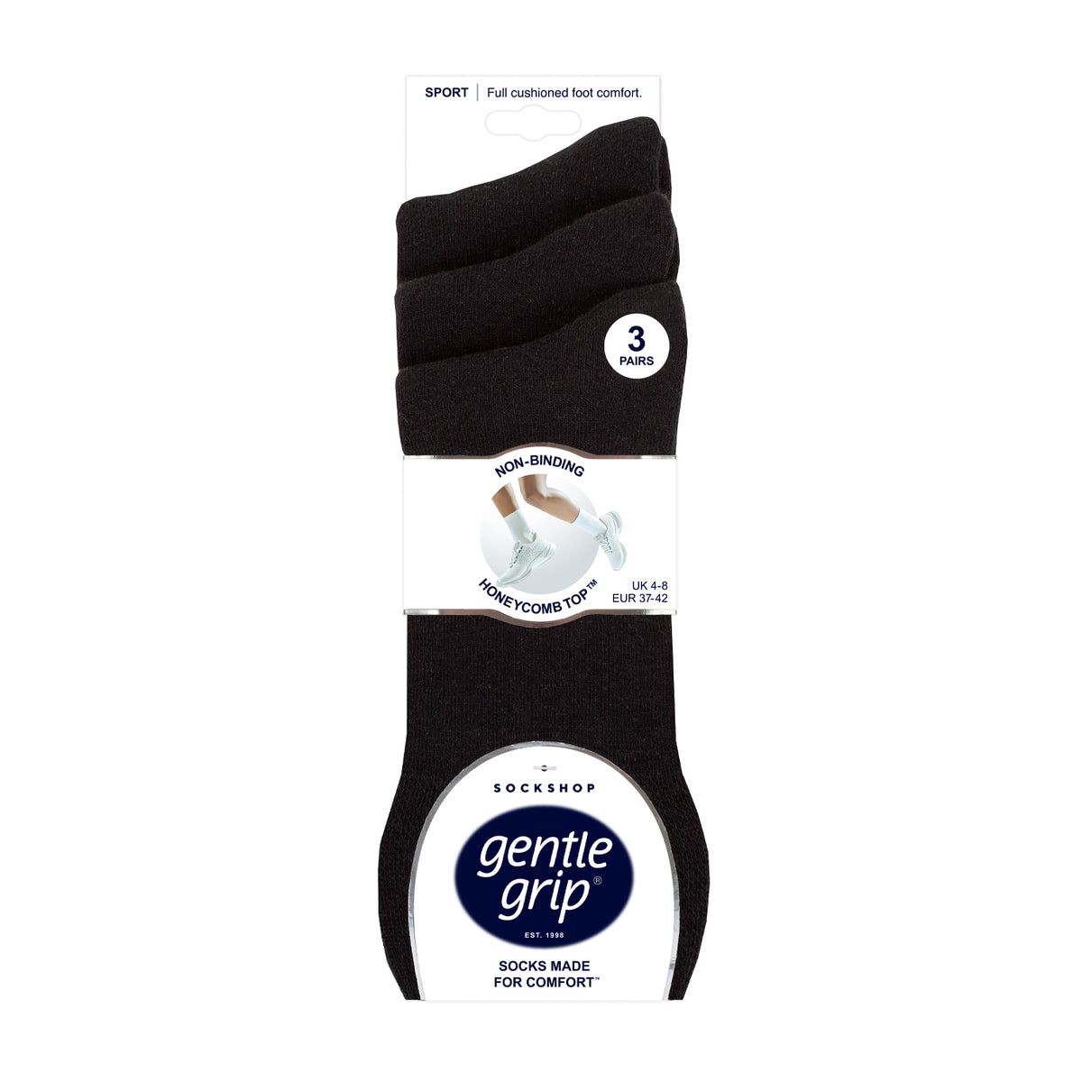 3 Paar Damen Sportsocken - Schwarz