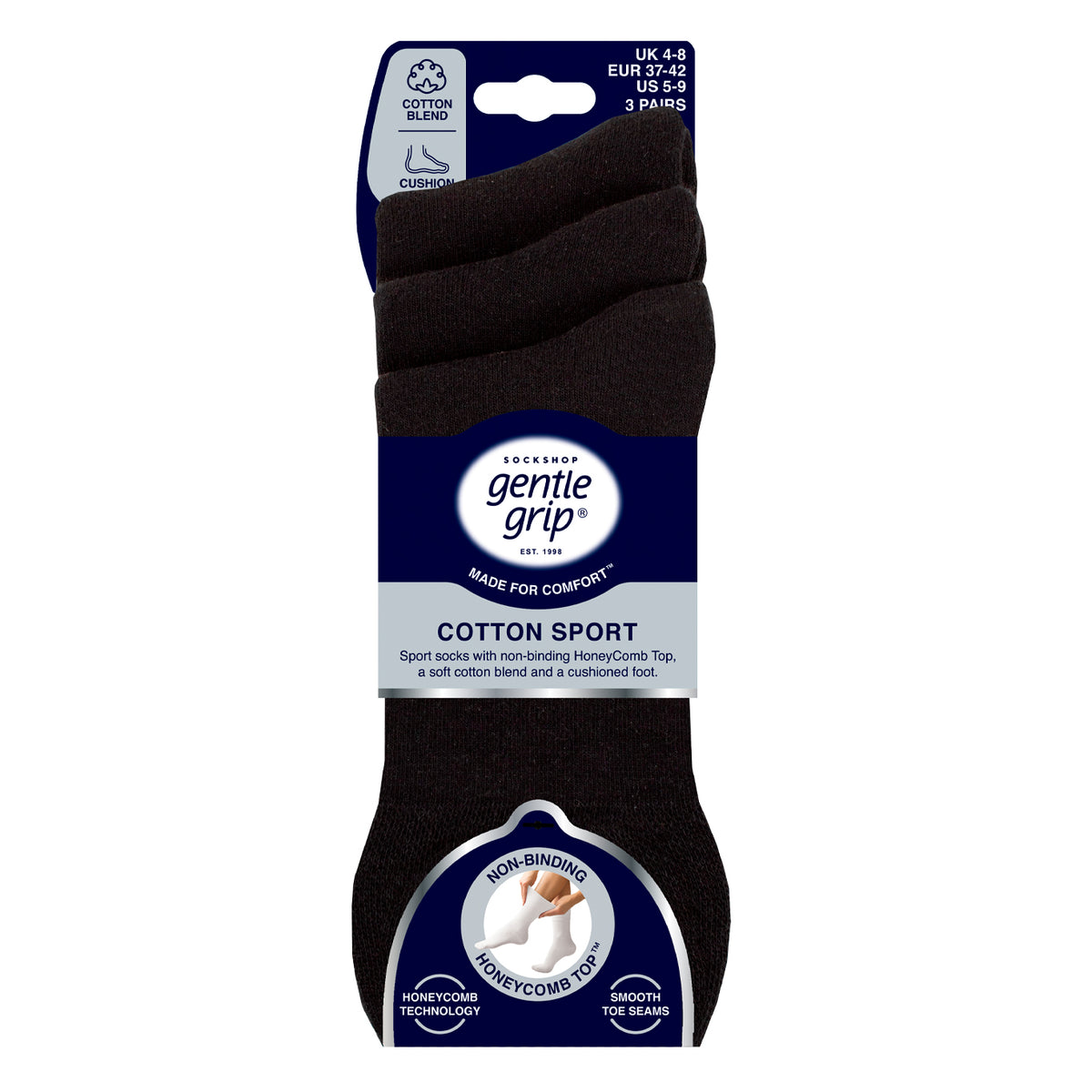 3 Paar Damen Sportsocken - Schwarz