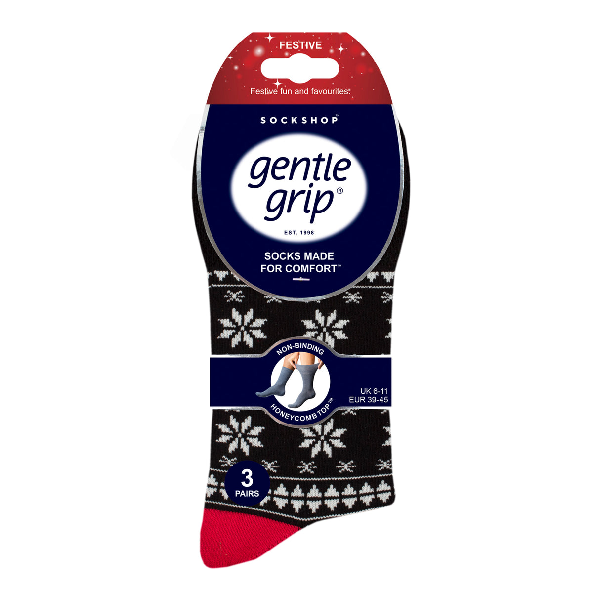 3 Pairs Men's Fun Feet Christmas Socks - Fairisle