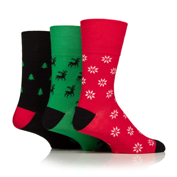 3 Paar Fun Feet Weihnachtssocken für Herren – Festliche Symbole
