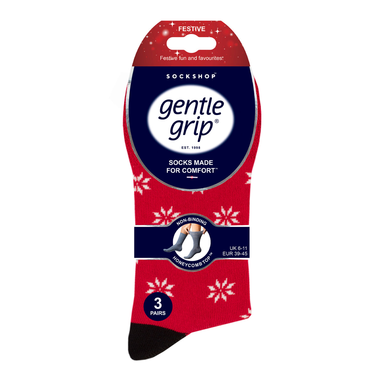 3 Paar Fun Feet Weihnachtssocken für Herren – Festliche Symbole