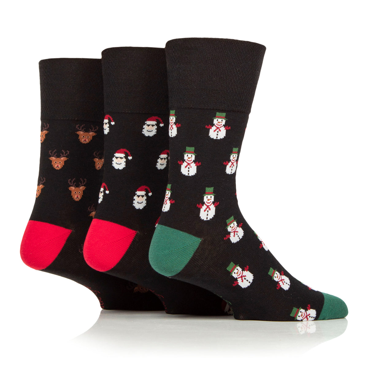 3 Pairs Men's Fun Feet Christmas Socks - Reindeer/Snowman/Santa