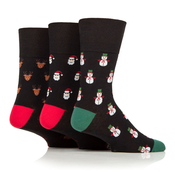 3 Pairs Men's Fun Feet Christmas Socks - Reindeer/Snowman/Santa