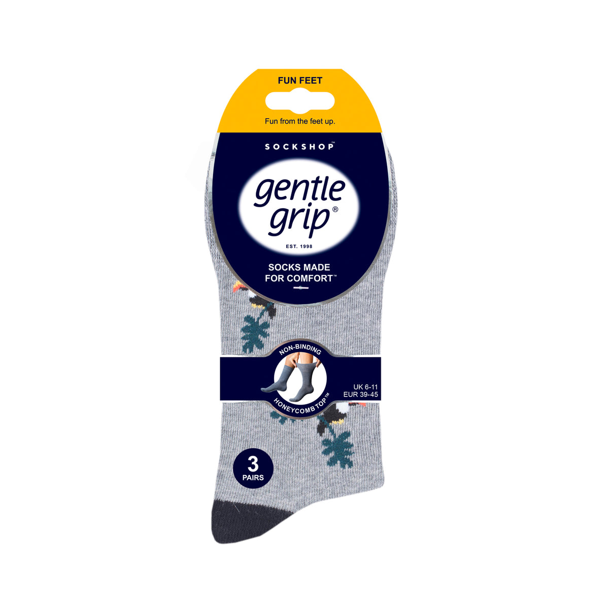 3 Pairs Men's Fun Feet Cotton Socks - Born Free