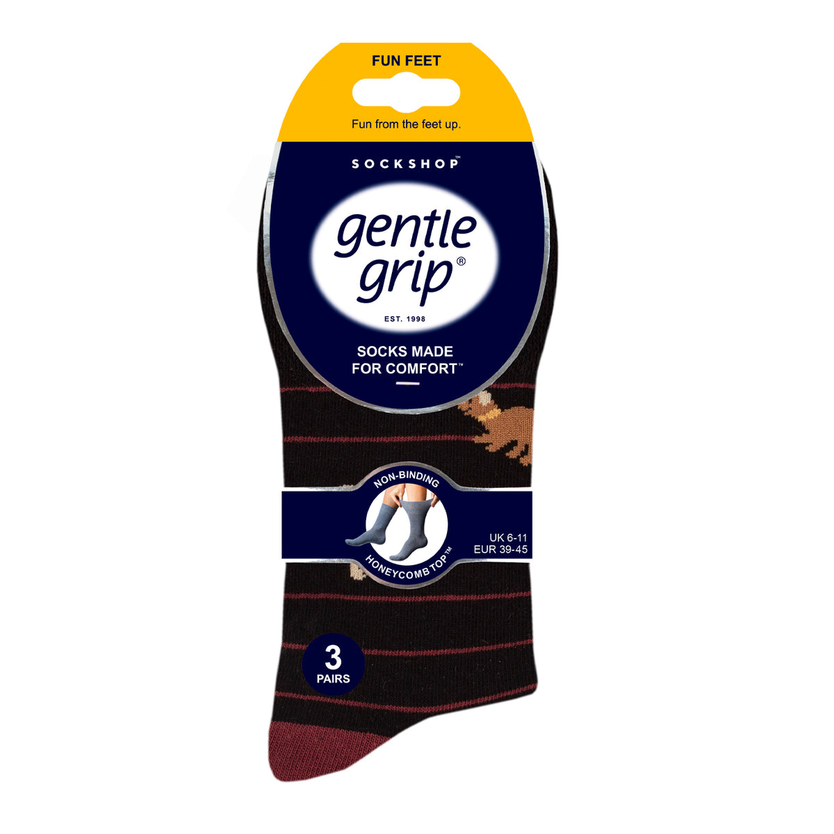 3 Pairs Men's Fun Feet Cotton Socks - Team Dog