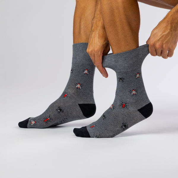 3 Pairs Men's Fun Feet Cotton Socks - Bugs