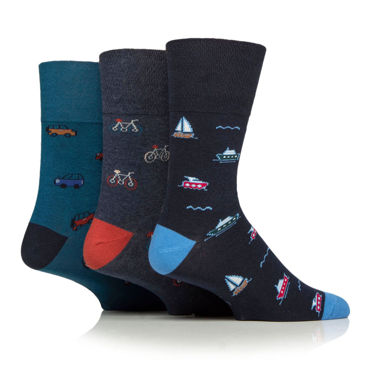 3 Paar Fun Feet Baumwollsocken für Herren – Fahrzeuge
