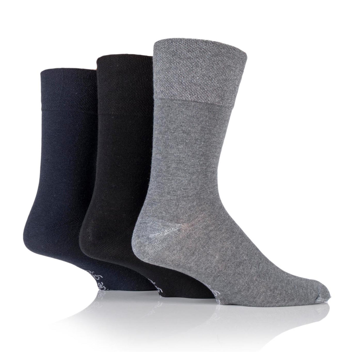 3 Paar Herrensocken aus schlichter Baumwolle - Schwarz/Marineblau/Grau