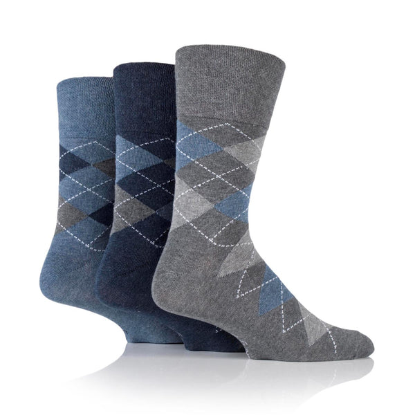 3 Pairs Men's Bigfoot Cotton Socks - Denim/Grey