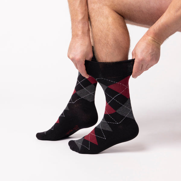 3 Pairs Men's Bigfoot Cotton Socks - Argyle Black