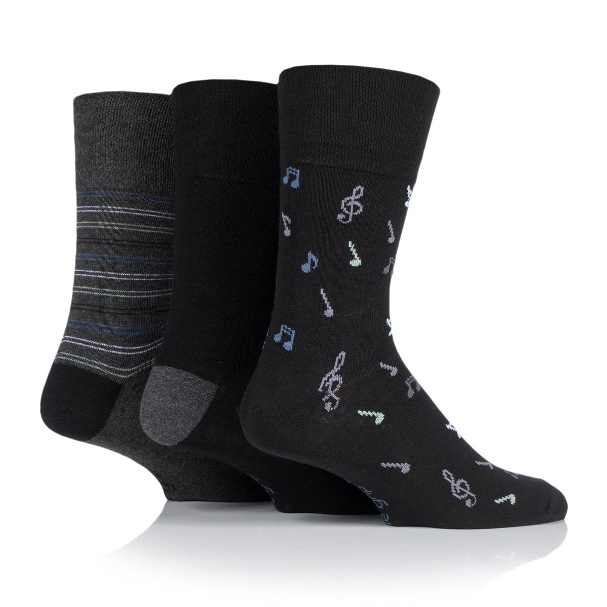 3 Paar Herren-Baumwollsocken – Musiknoten