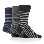 Load image into Gallery viewer, 3 Pairs Men&#39;s Litha Varied Stripe Cotton Socks - Black Mix
