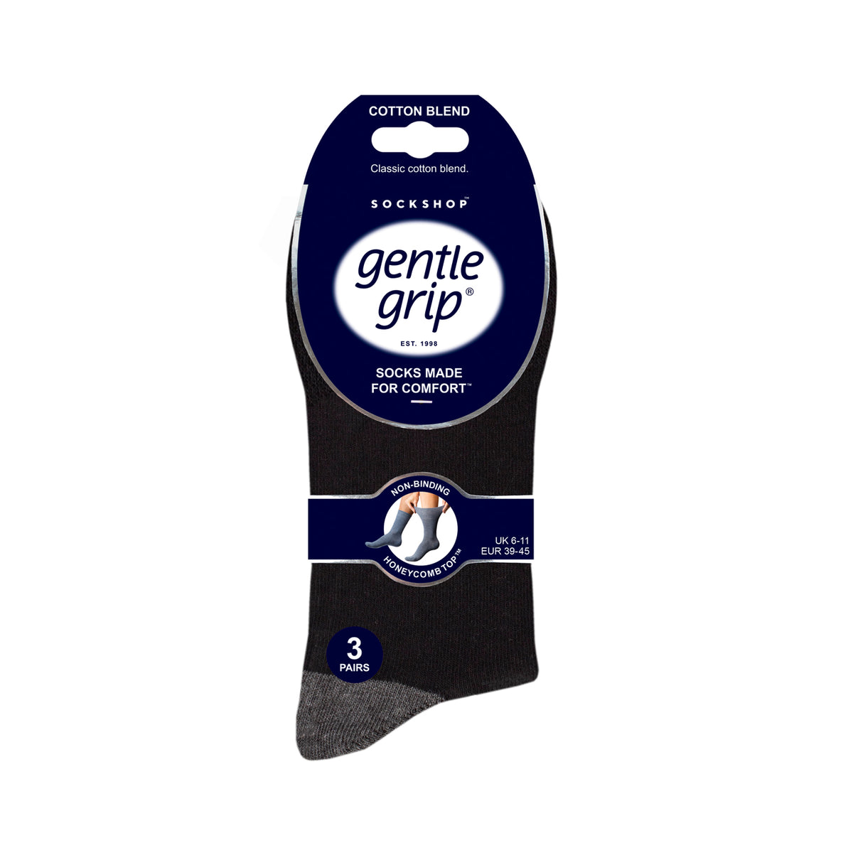 3 Pairs Men's Apex Cotton Socks - Black
