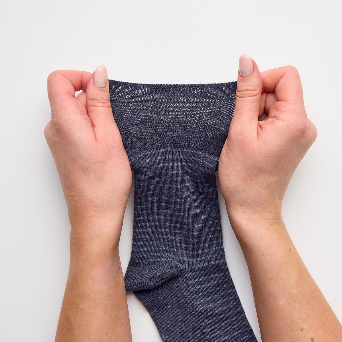 3 Paar Herren-Baumwollsocken mit feinen Streifen „Nova“ – Marineblau/Jeansblau