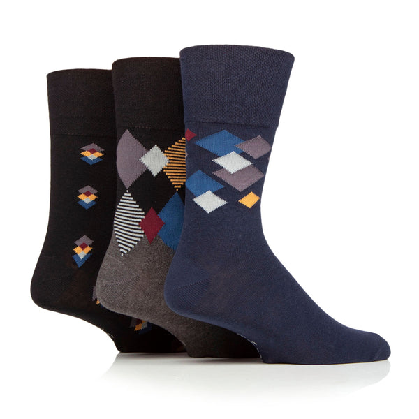 3 Pairs Men's Argyle Cotton Socks - Metro