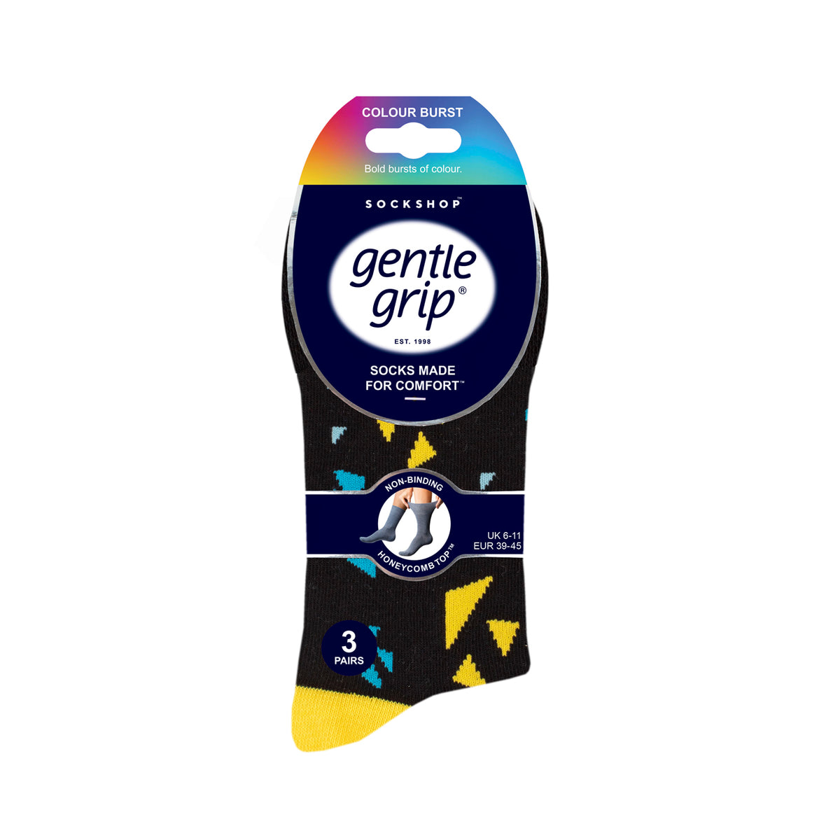 3 Paar Baumwollsocken in Colourburst-Optik für Herren - Angular Arena