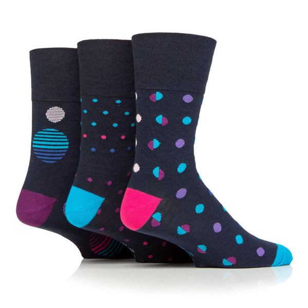 3 Paar Herrensocken aus Baumwolle mit Farbverlauf – Neonpunkte