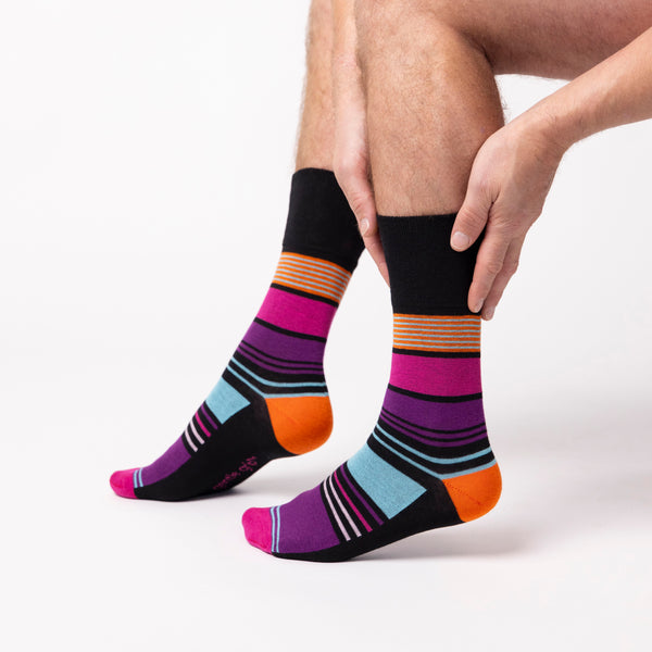 3 Paar Baumwollsocken für Herren in Colourburst-Optik – Vibrant Vision