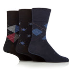 Load image into Gallery viewer, 3 Pairs Men&#39;s Argyle Cotton Socks - Black Argyle
