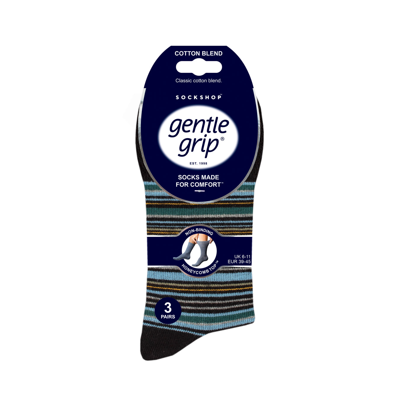 3 Paar Herren-Baumwollsocken - Milano Stripe Black Mix