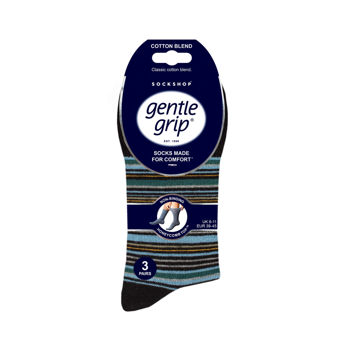 3 Paar Herren-Baumwollsocken - Milano Stripe Black Mix