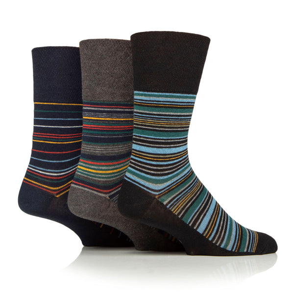 3 Paar Herren-Baumwollsocken - Milano Stripe Black Mix