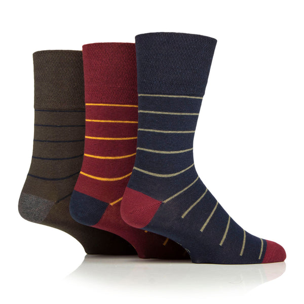 3 Paar Herren-Baumwollsocken - Simplicity Stripe Burgundy Mix