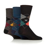 Load image into Gallery viewer, 3 Pairs Men&#39;s Argyle Cotton Socks - Rustic Mix
