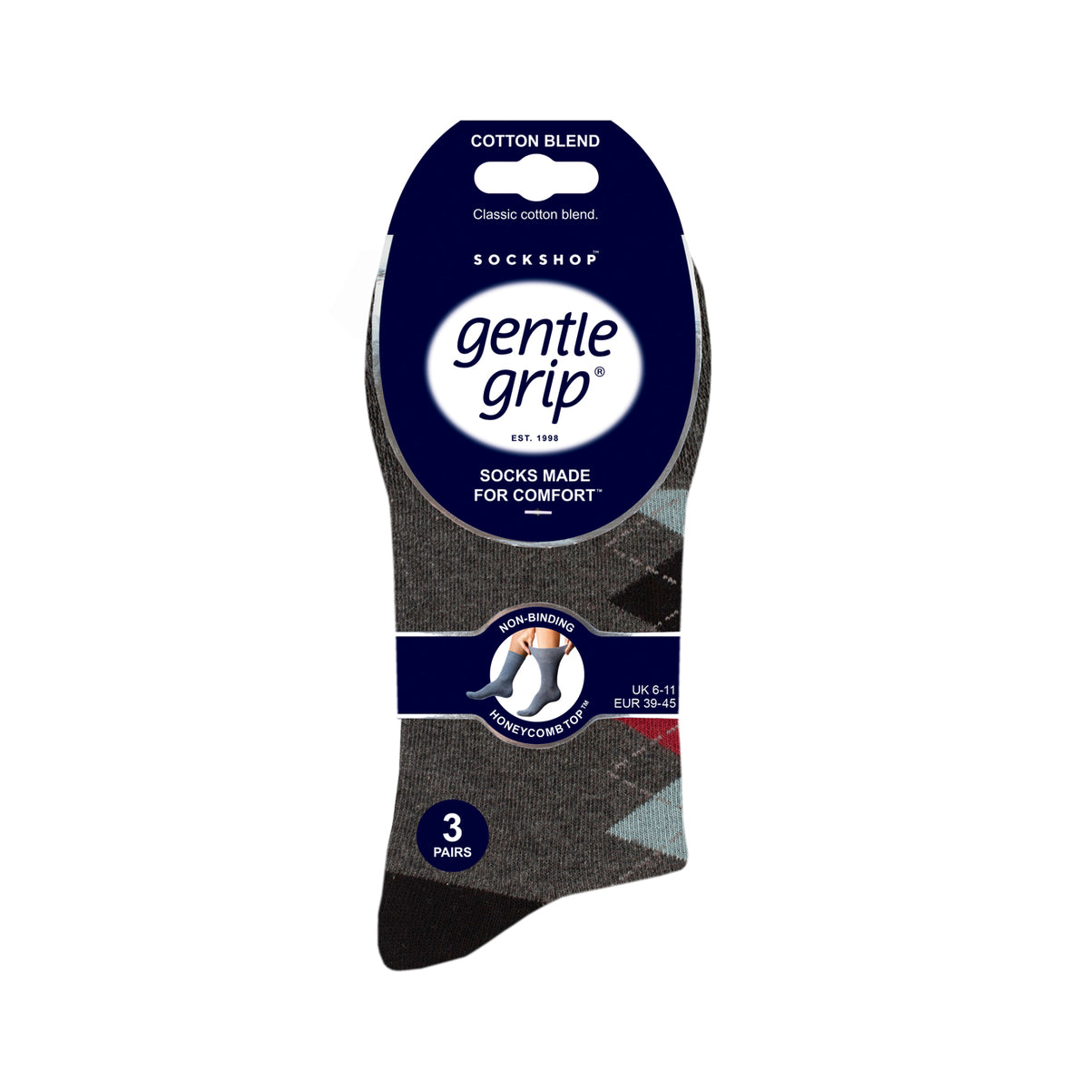 3 Paar Herren-Baumwollsocken – Modernisiertes Argyle