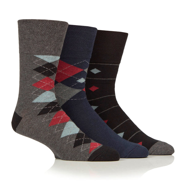 3 Paar Herren-Baumwollsocken – Modernisiertes Argyle