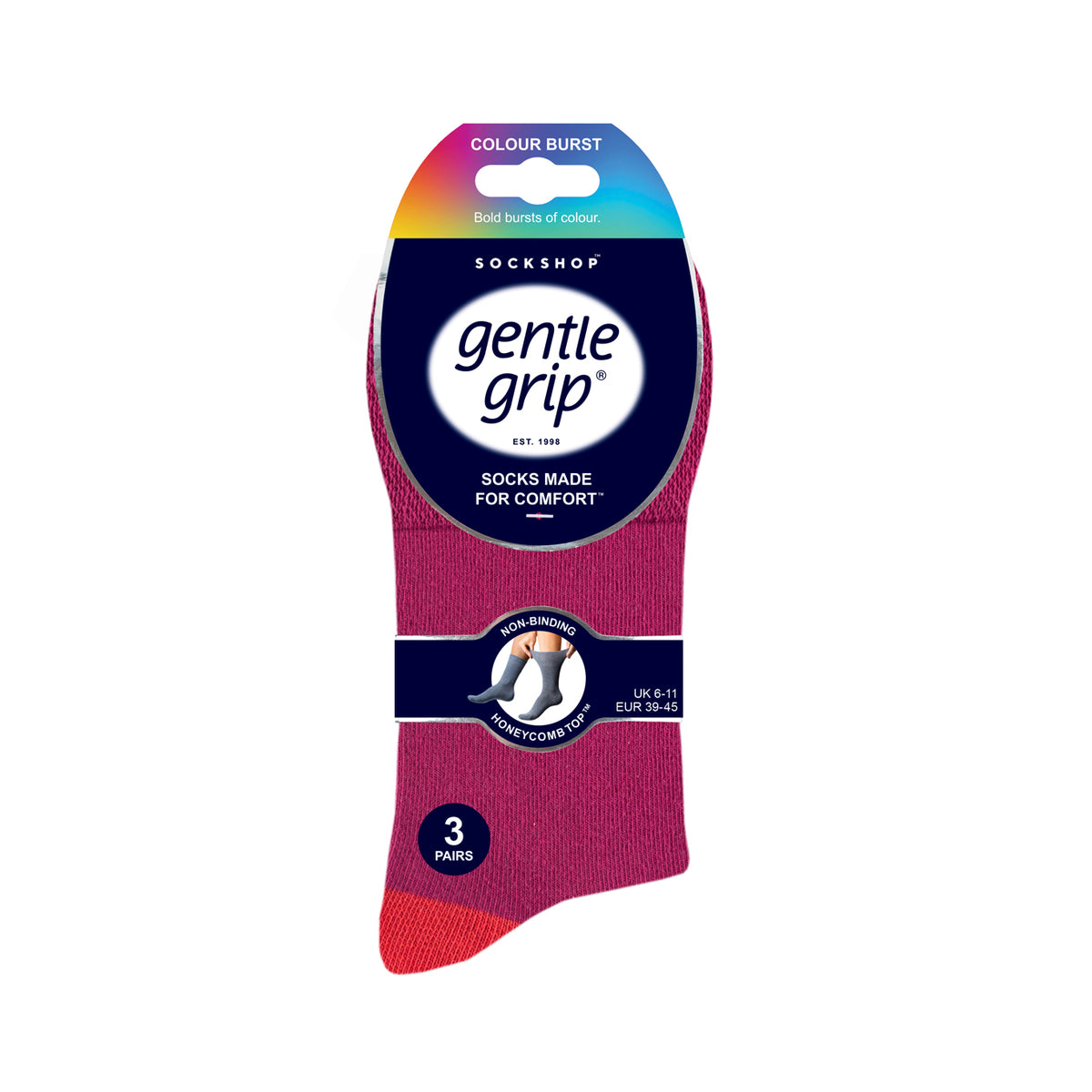 3 Paar Herren-Baumwollsocken in Colourburst-Optik – Feurig