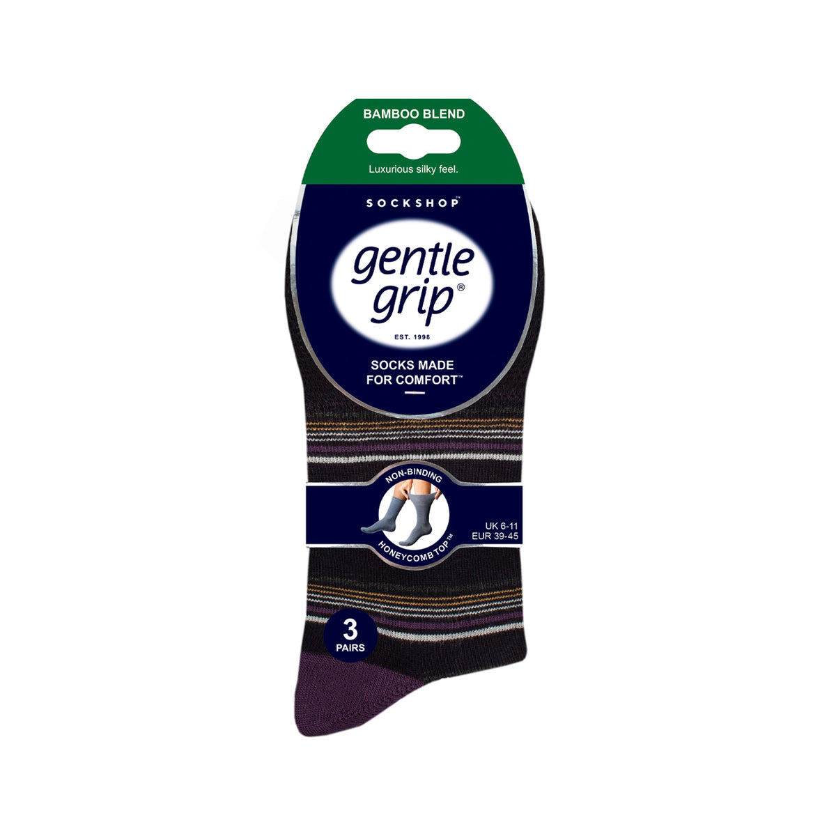 3 Pairs Men's Bamboo Socks - Mirage Stripe