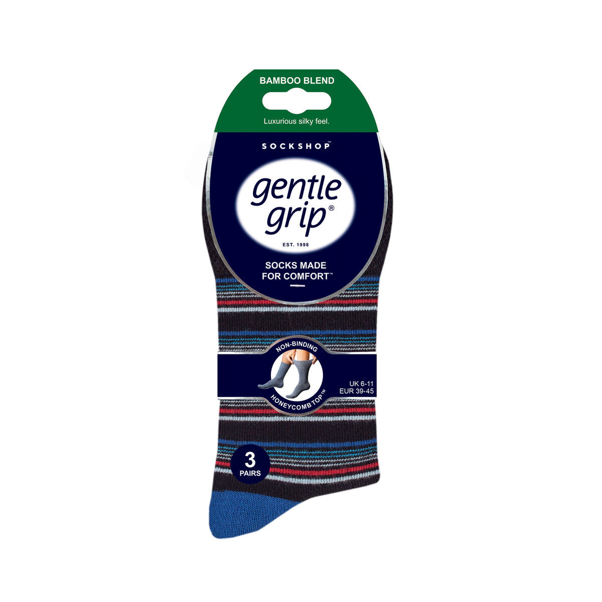 3 Pairs Men's Bamboo Socks - Sailor Stripe
