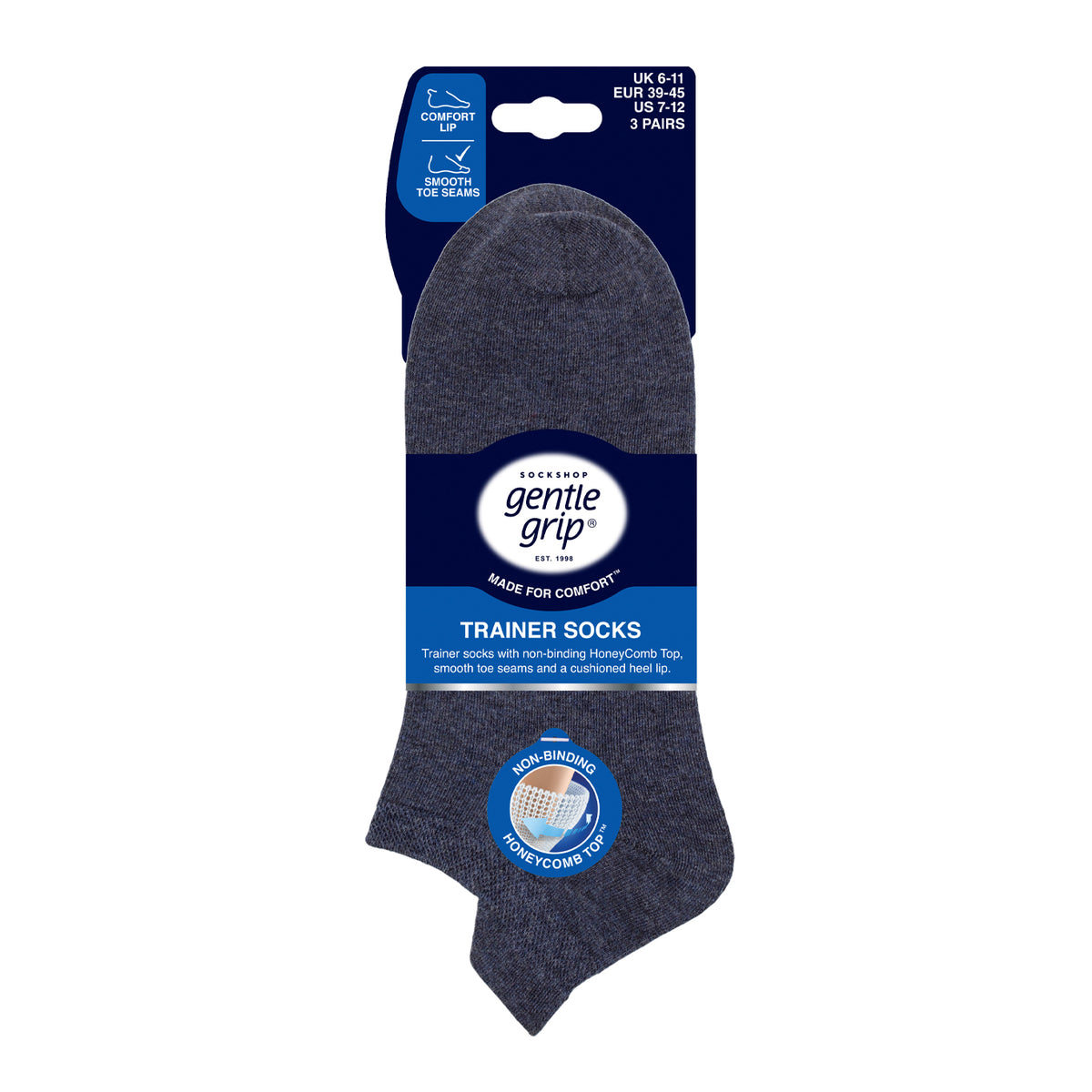 6 Paar Damen-Sneakersocken für Diabetiker - Schwarz