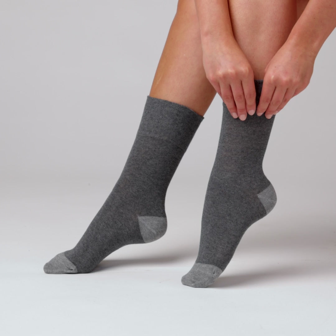 3 Paar Seclude-Socken mit kontrastierendem Absatz für Damen – Grau
